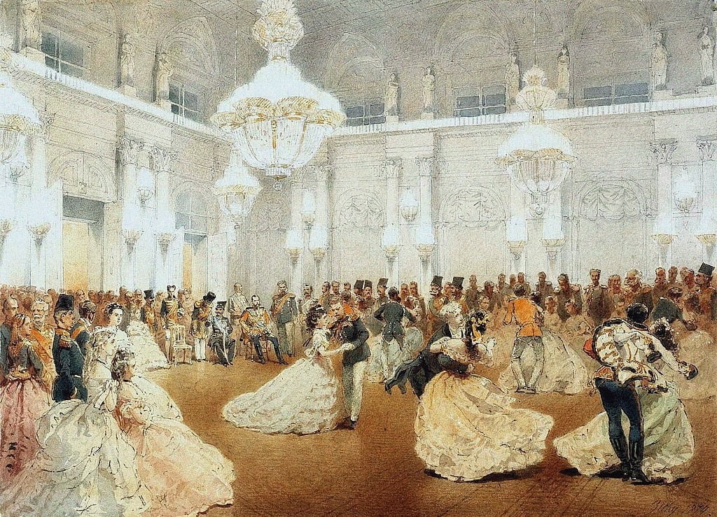 A 19th-century painting of a ball held at the Winter Palace.