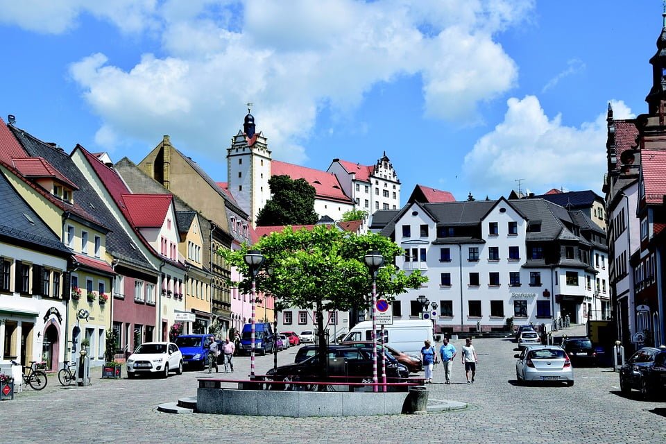 The view of Colditz Castle from the town.