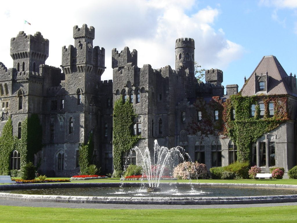 The beautiful garden in front of Ashford Castle. 