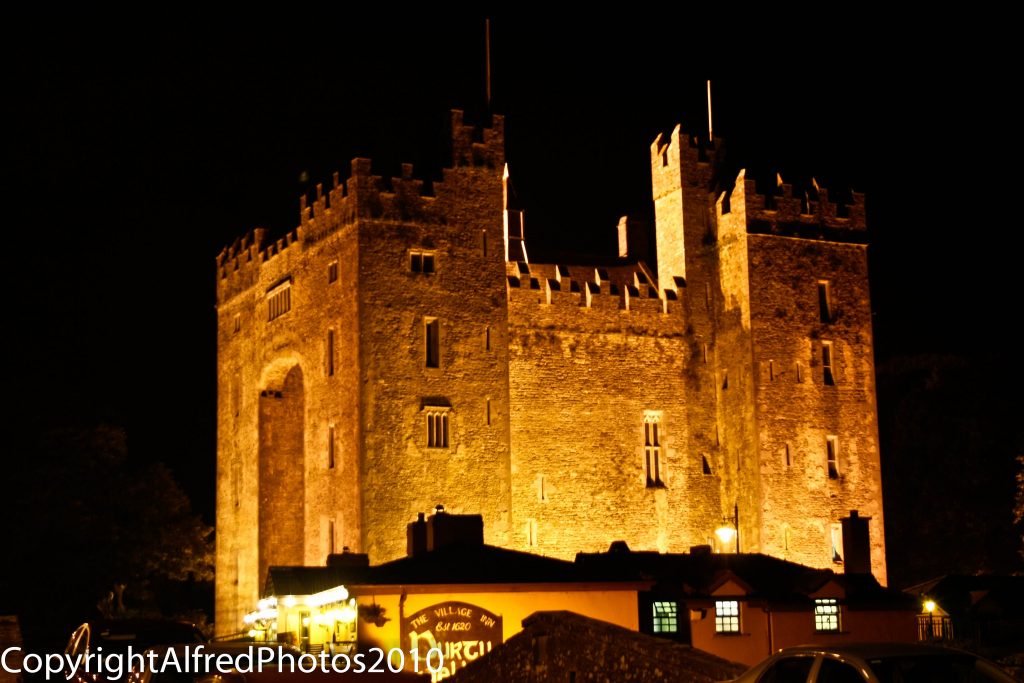 Bunratty Castle at night.