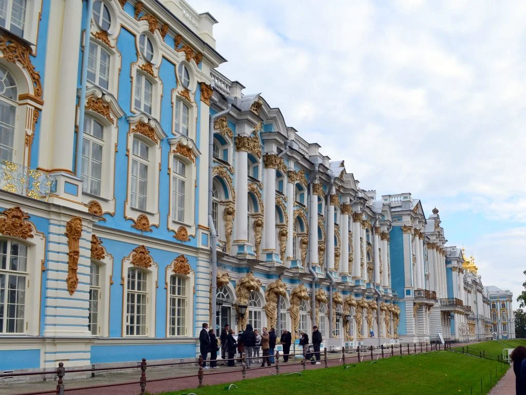 The current facade of Catherine Palace in Russia.