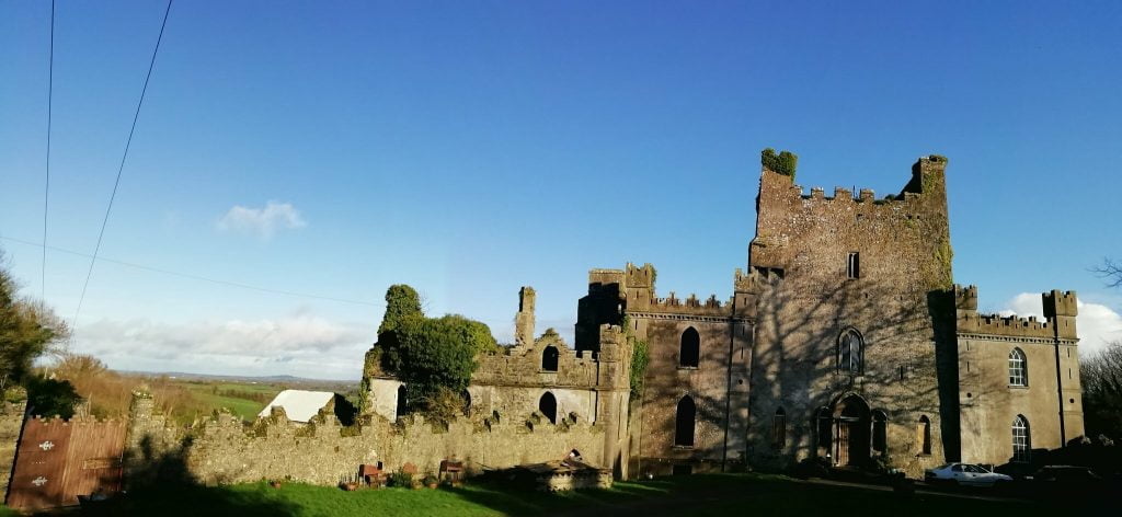 The front view of Leap Castle. 