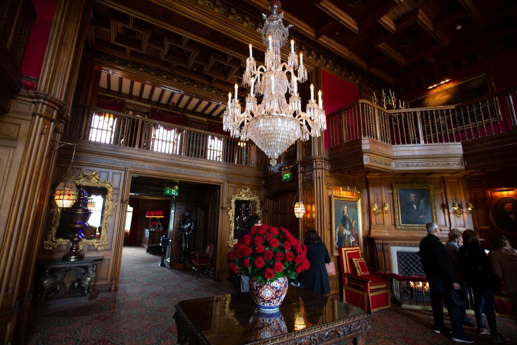 The beautiful hall interior inside Ashford Castle.