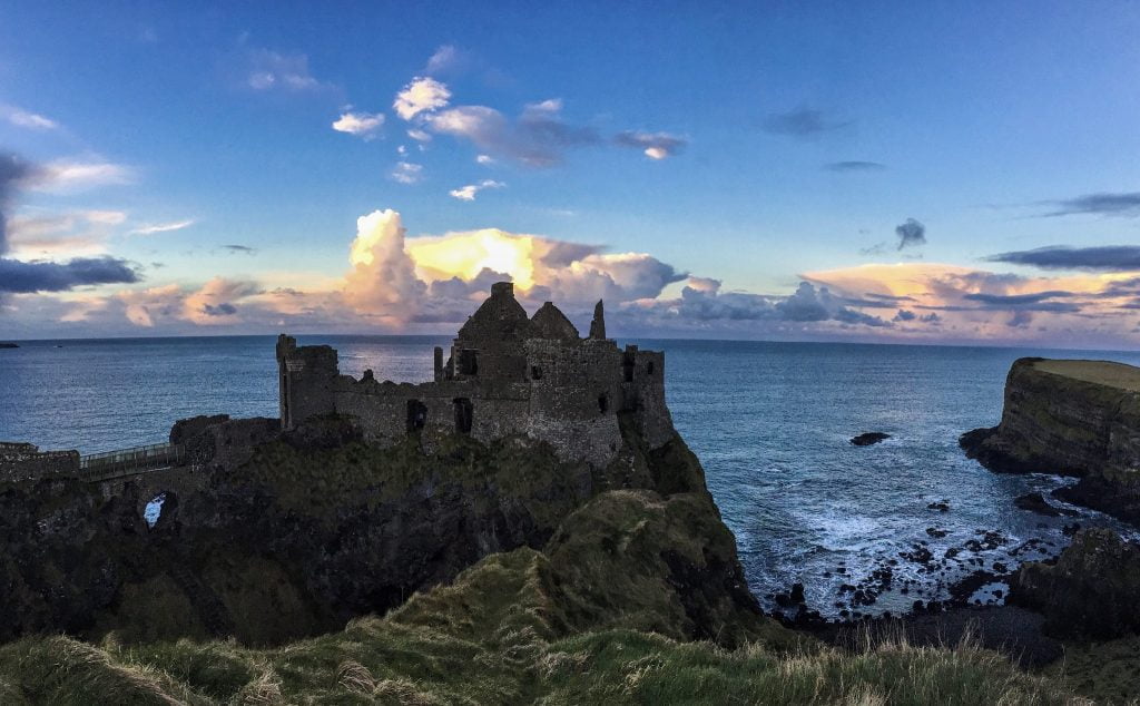 The amazingly scenic view of Dunluce CAstle from afar. 