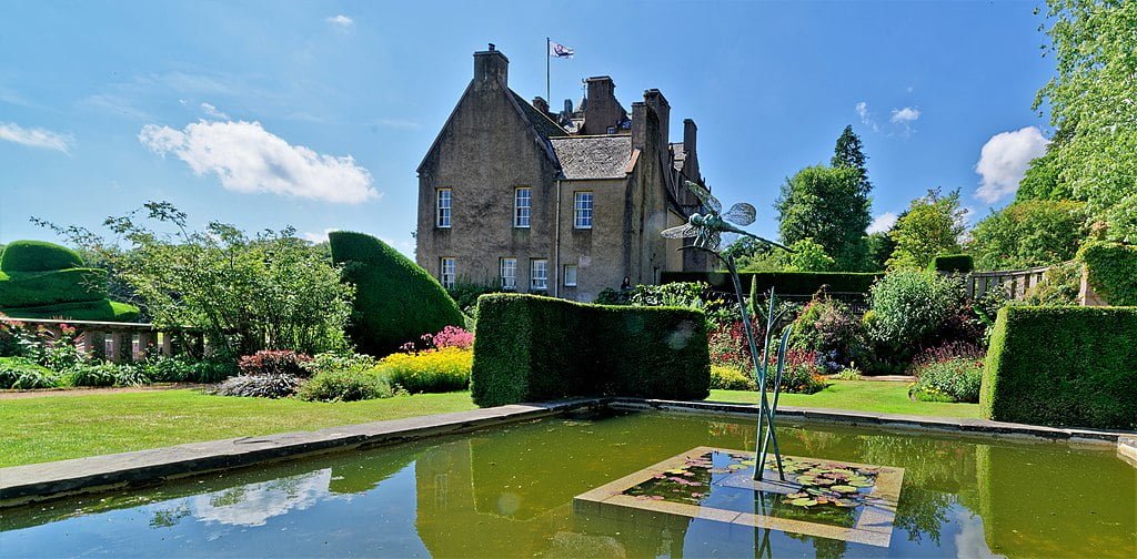 A stunning view of Craigievar Castle from its gardens.