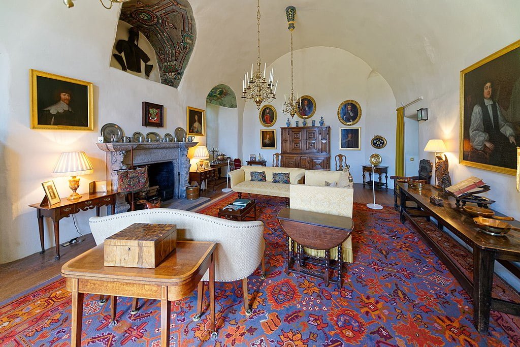 The majestic castle’s interior period décor.