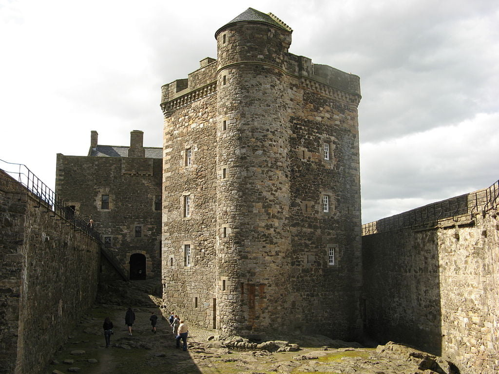 The stone structure of the central tower.