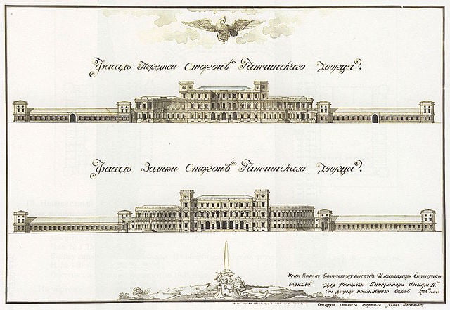 Elevation drawings of Gatchina Palace.
