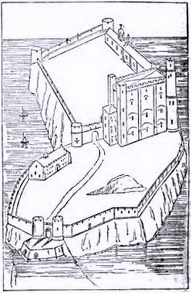 A 19th-century illustration of Norman castle architecture.