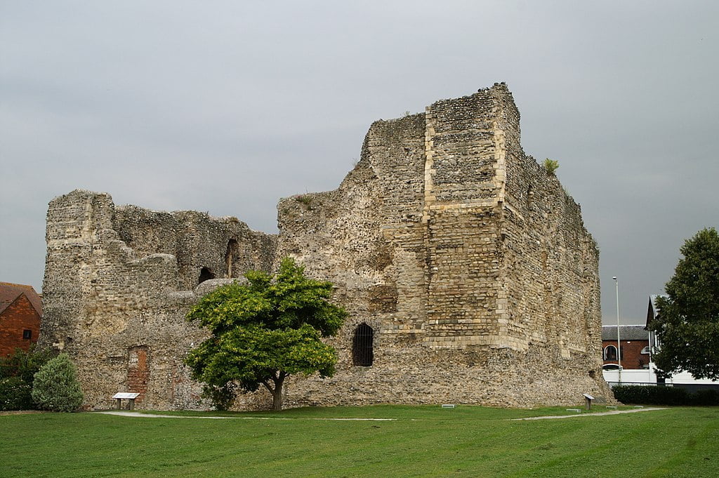 The remains of a 12th-century Norman castle at Canterbury.