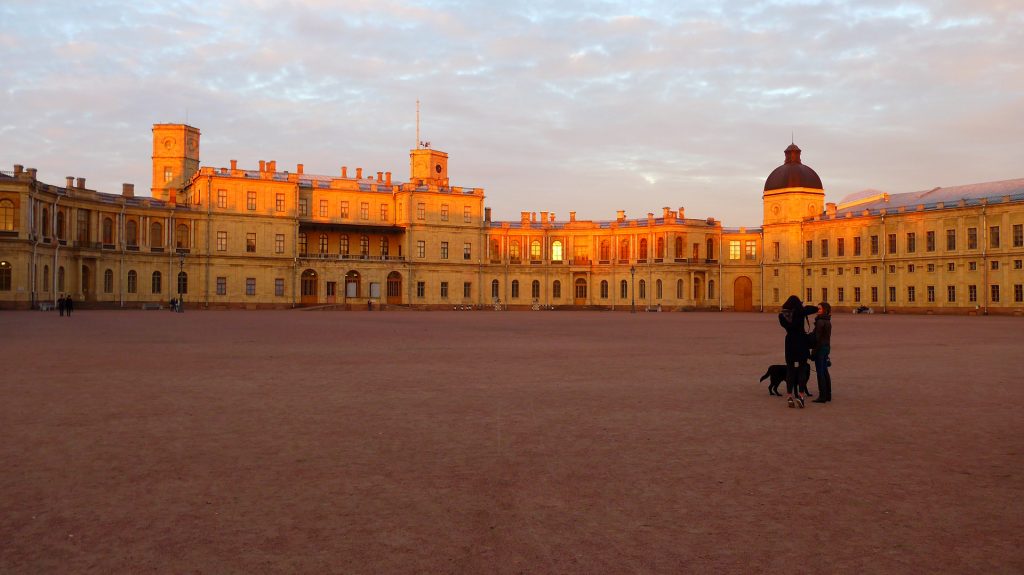 A scenic view of Gatchina palace. 