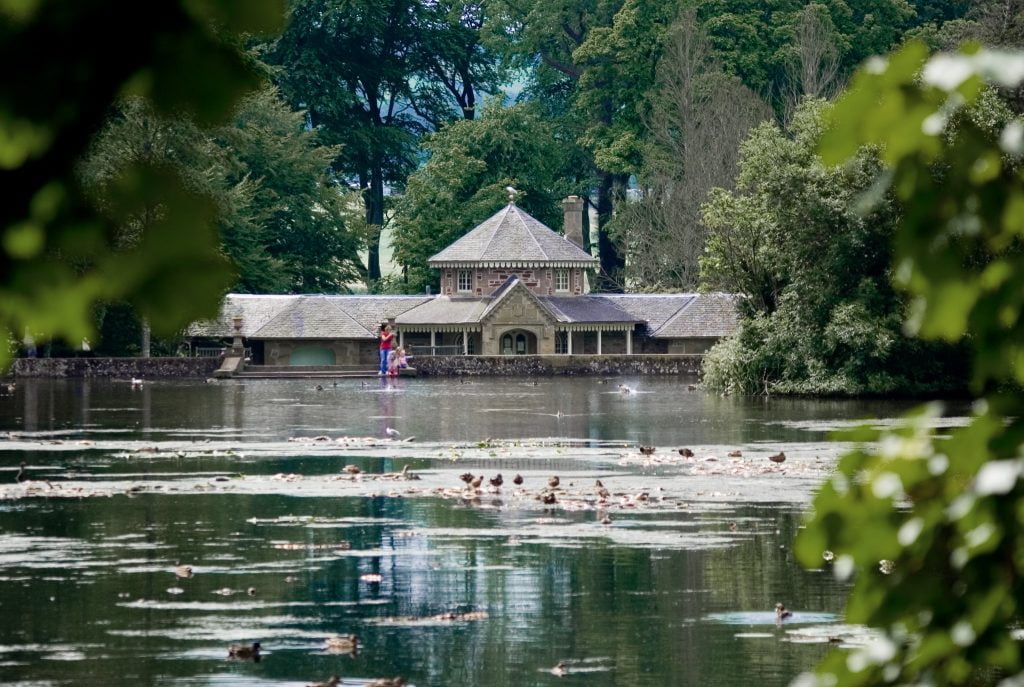 The swan pond inside Culzean Castle.