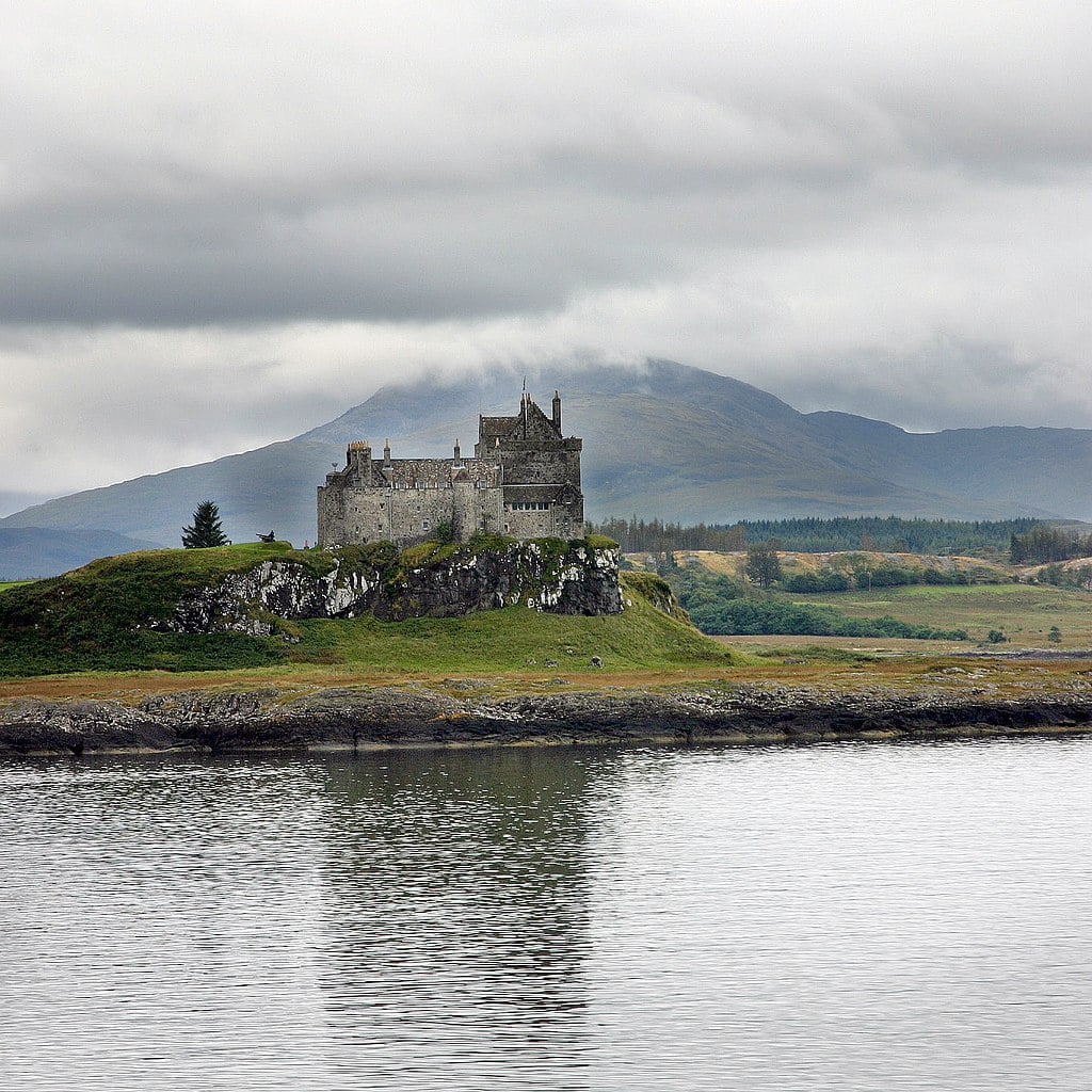 Duart Castle’s reflection in the Sound of Mull.