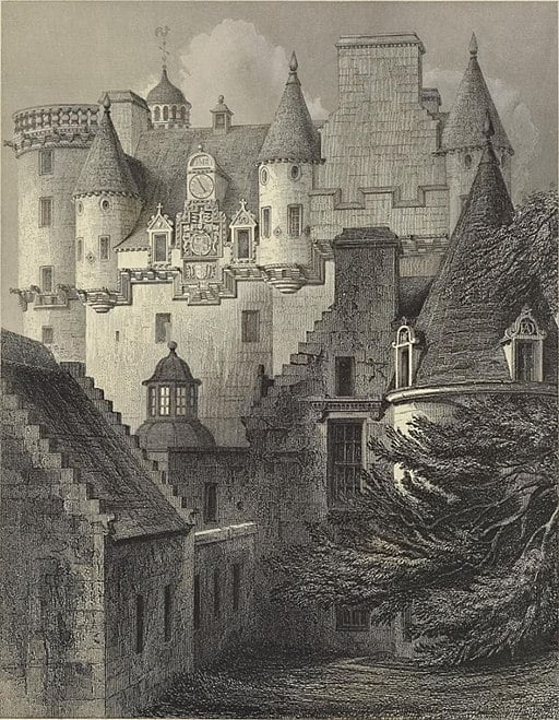 Illustration of North courtyard of Fraser Castle in 1852.