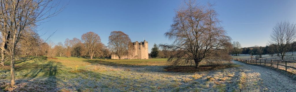 The beautiful panoramic view of Castle Fraser.