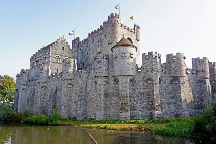 The fantastically detailed walls of the Castle of the Counts.