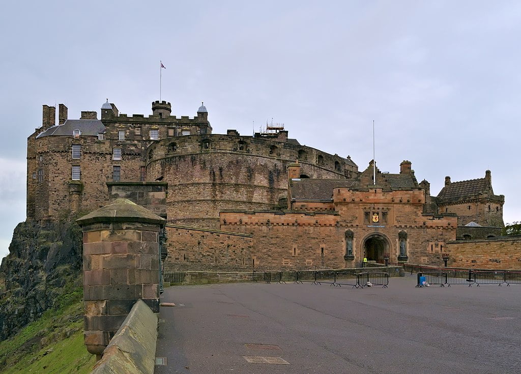 Edinburgh Castle perched atop its hill in the city center.