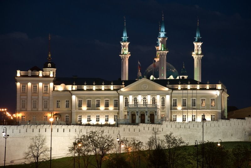 Kazan Kremlin at night.