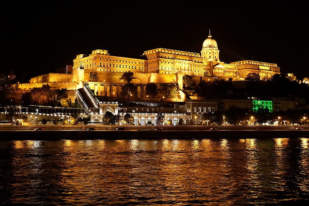 Buda Castle at night.
