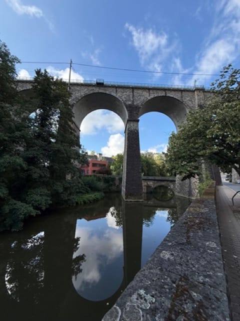 Stone railway viaduct over the Alzette valley in Luxembourg City