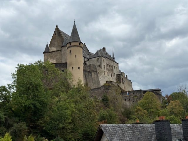 Vianden Castle above the town of Vianden Luxembourg