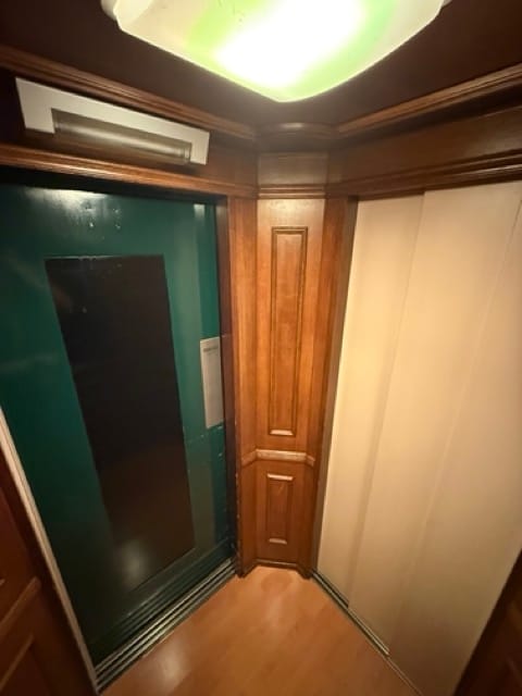 Historic elevator inside Grand Hôtel Cravat Luxembourg