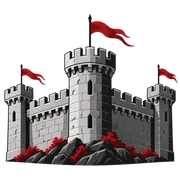 Illustration of medieval castle walls and battlements