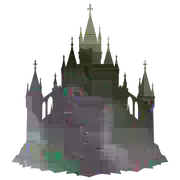 Illustration of a castle built on a rocky cliff