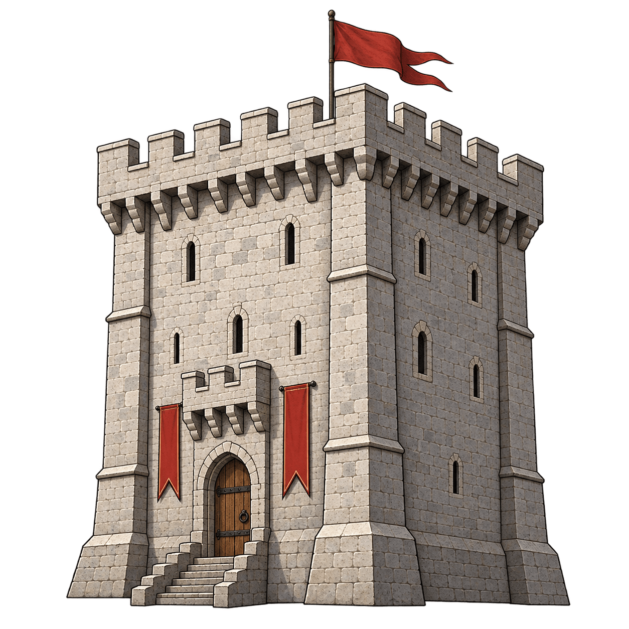 Illustration of a medieval stone castle keep