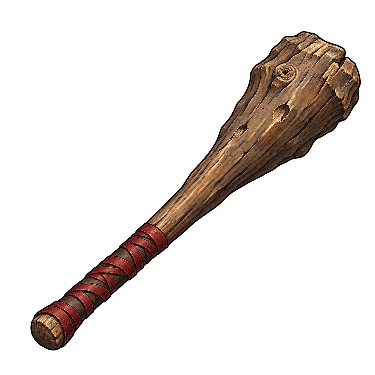 Illustration of a wooden medieval club or bludgeon