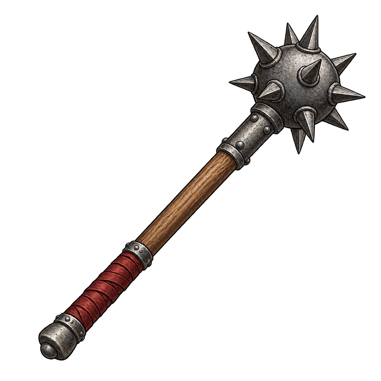 Illustration of a fixed-head spiked medieval morning star